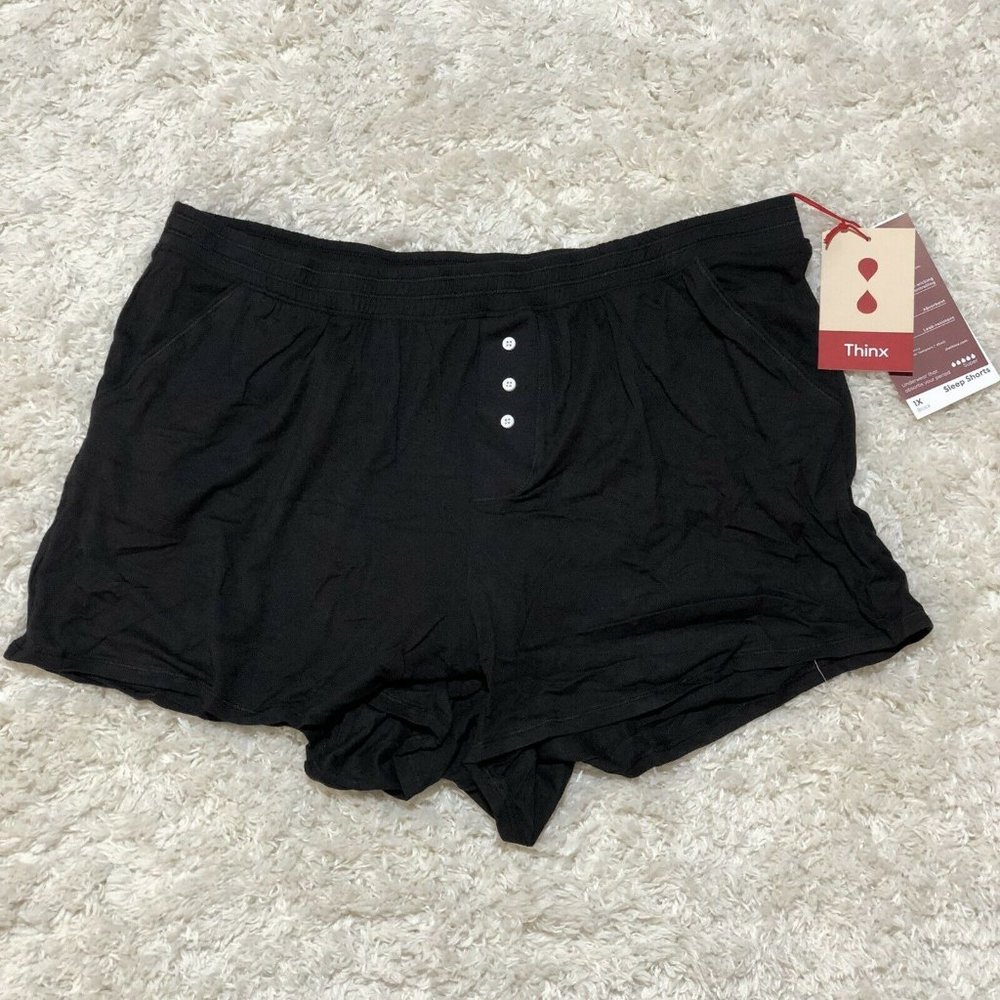 New NWT Thinx Black Super Period Proof Sleep Shorts Panties SIZE 1X